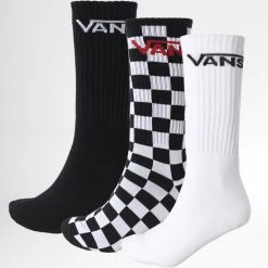 Meilleure vente ⌛ Lot De 3 Paires De Chaussettes 00XSE95Y1 Noir Blanc de Vans 🧨