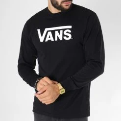 Bon marché 🤩 Tee Shirt Manches Longues Classic Noir de Vans ✨ -Vans Soldes Boutique vans 150201 K6HY28 BLACK WHITE 20180808T152949 04