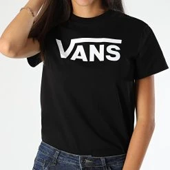 Meilleure vente 🧨 Tee Shirt Femme Flying V Noir Blanc de Vans 👏 -Vans Soldes Boutique vans 199950 A3UP4BLK BLACK 20191009T154149 03