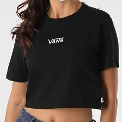 Grosses soldes 🤩 Tee Shirt Crop Femme Flying A54QU Noir de Vans 👏 -Vans Soldes Boutique vans 224762 VN0A54QUBLK BLACK 20200710T115029 03