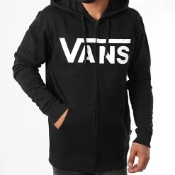 Acheter 😉 Sweat Zippé Capuche Classic Zip HD II Noir de Vans 👍 -Vans Soldes Boutique vans 224768 VN0A456CY281 BLACK WHITE 20200709T140548 03