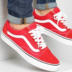 Meilleur prix 👏 Baskets Old Skool 4BV5JV6 Racing Red True White de Vans ⭐