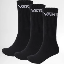 Nouveau ✔️ Lot De 3 Paires De Chaussettes XSE Noir de Vans 🤩