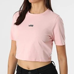 Meilleure affaire 💯 Tee 😀 Shirt Crop Femme Flying V Rose de Vans ⭐