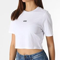 Meilleure affaire 🎁 Tee Shirt Crop Femme VN0A54QUWHT Blanc de Vans 🛒