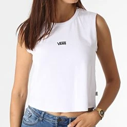 Tout neuf ✔️ Tee ✔️ Shirt Crop Femme Sans Manches Junior V Center A5I7E Blanc de Vans 🛒