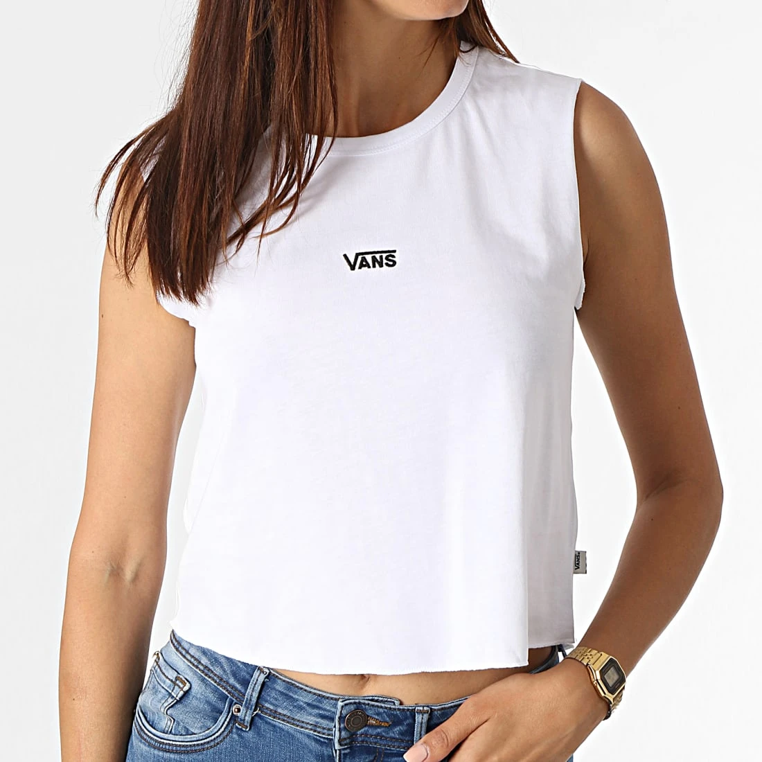 Tout neuf ✔️ Tee ✔️ Shirt Crop Femme Sans Manches Junior V Center A5I7E Blanc de Vans 🛒 1 Tout neuf ✔️ Tee ✔️ Shirt Crop Femme Sans Manches Junior V Center A5I7E Blanc de Vans 🛒