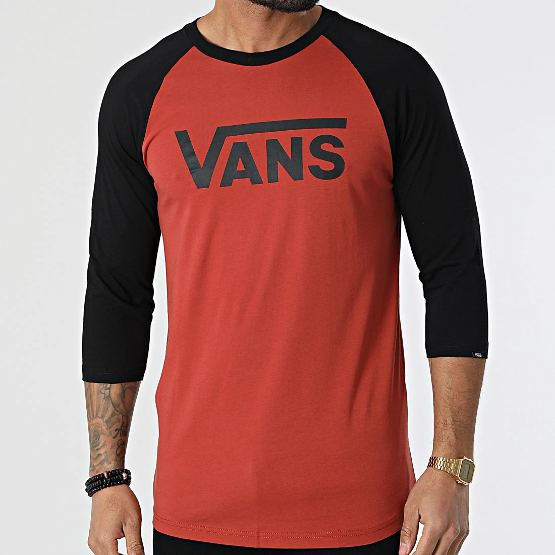 Meilleure vente ⭐ Tee Shirt Slim Classic Raglan 2QQYB2 Orange Noir de Vans 🌟 1 Meilleure vente ⭐ Tee Shirt Slim Classic Raglan 2QQYB2 Orange Noir de Vans 🌟