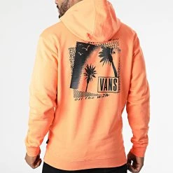 Grosses soldes 🌟 Sweat Capuche Palm Tree A7PYA Orange Saumon de Vans ⭐