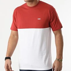 De gros 🔥 Tee Shirt Colorblock A3CZD Blanc Rouge Brique de Vans ⌛