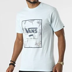 Bon marché 🥰 Tee Shirt Classic Print Box A5E7Y Bleu Clair de Vans 🧨