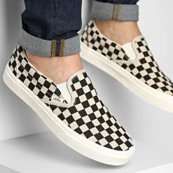 De gros 🎁 Baskets Classic Slip-On A5JMH705 Eco Theory Checkerboard de Vans 🌟