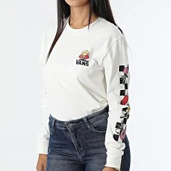 Meilleure vente 😀 Tee Shirt Manches Longues Femme Poppy Check Beige de Vans 👍 -Vans Soldes Boutique vans 322652 A7YV9 FS8 20220621T135223 03