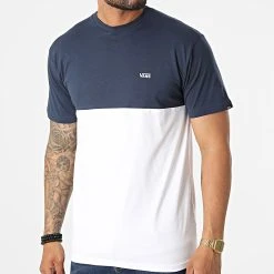 Offres ⌛ Tee Shirt A3CZD Blanc Bleu Marine de Vans 🎉