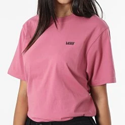 Nouveau 🛒 Tee Shirt Femme Left Chest Logo Rose de Vans 👏