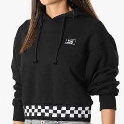 Le moins cher 🤩 Sweat Capuche Femme Boom Boom Check A7YKF Noir de Vans ✔️ -Vans Soldes Boutique vans 324357 A7YKF BLK 20220719T141700 03