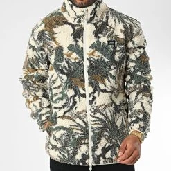 Meilleure vente ⌛ Veste Zippée Fourrure Vendor A7S89 Beige Vert Kaki de Vans ❤️