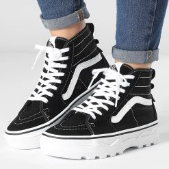 Nouveau 👍 Baskets Femme Sentry Sk8 Hi 5KY5BA2 Black White de Vans ⌛